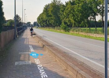 pista ciclabile di Rosà con toponomastica ExtraGiro