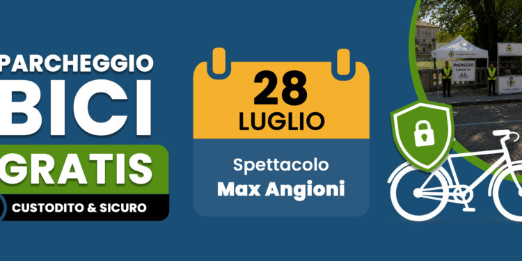 Parcheggio bici custodito gratuito per lo spettacolo di Max Angioni